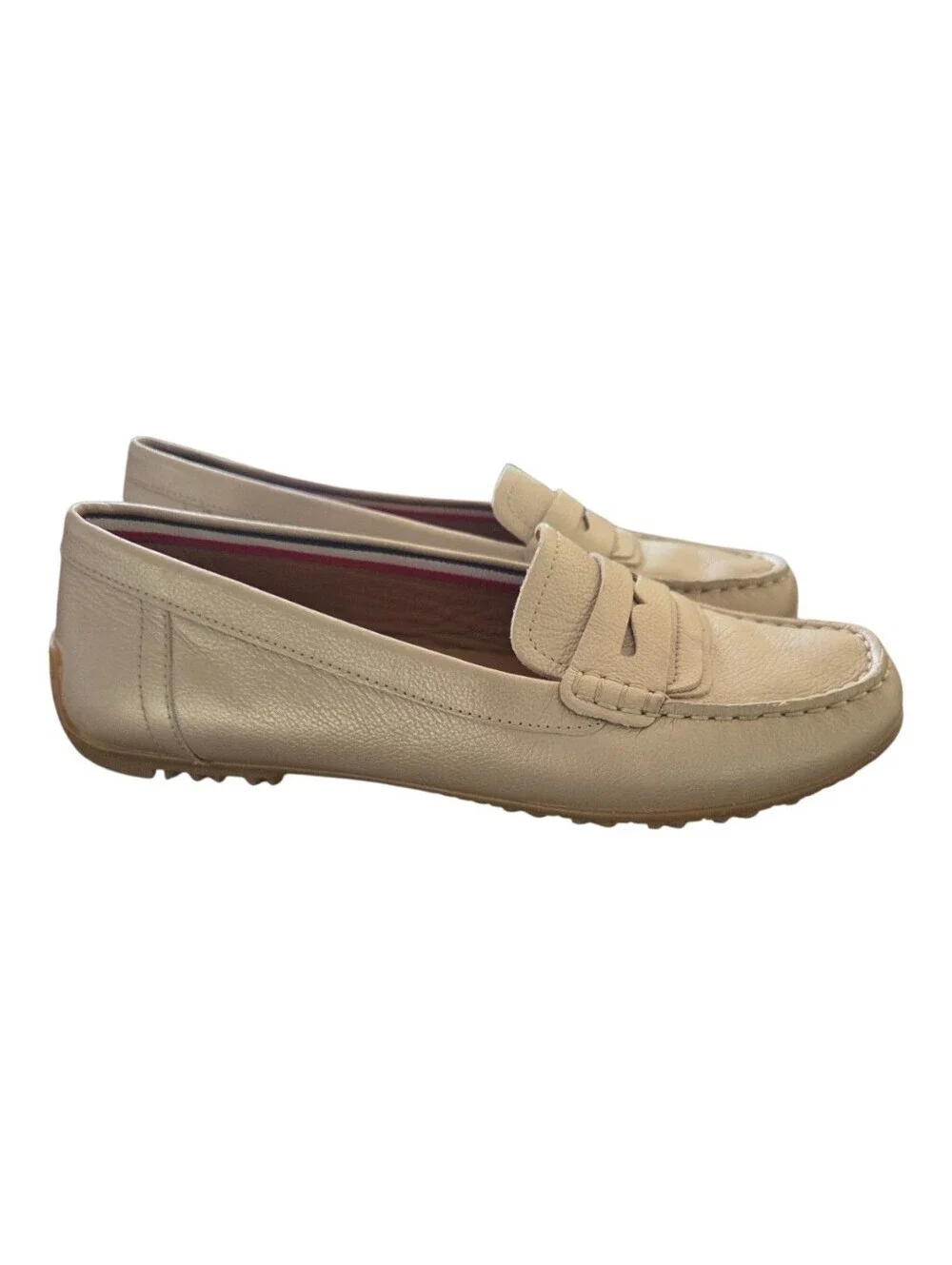 Geox Kosmopolis Gold Leather Penny Loafers Size 39 (US 8-8.5) Missing Insole!